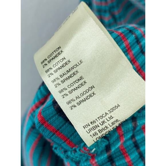 FREE PEOPLE Dress L Terra Ribbed Jersey Halter Striped Cutout Maxi Blue - Picture 11 of 16